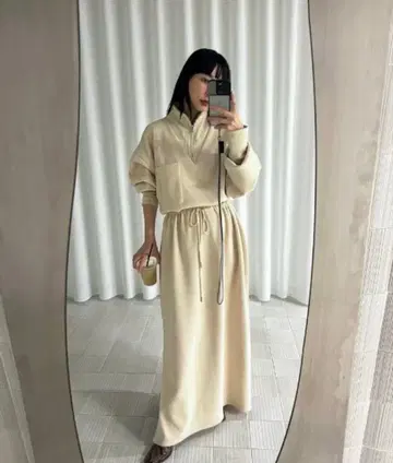 AMERI 하프 지퍼 맨투맨 원피스 S