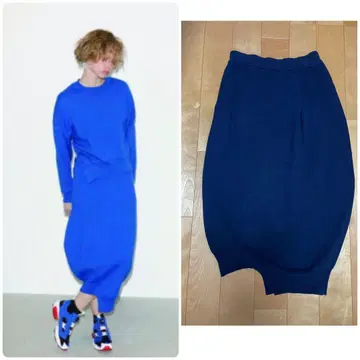 나가구츠 네이비 벌룬 실루엣 스커트 36