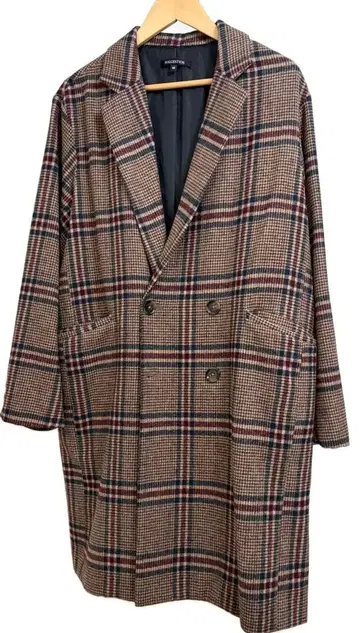 체크 코트 롱 코트 체스터 코트 더블 구제 의류 올 패턴 체크