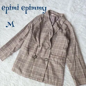 [ 에피미에피미 ] 체크 무늬 더블 버튼 테일러드 자켓 블레이저 M