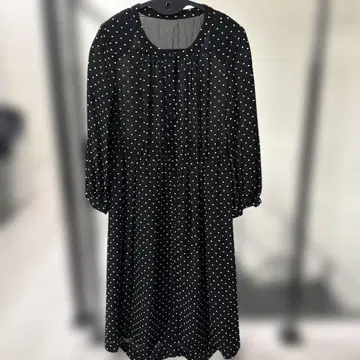 9호 도트 무늬 블랙 원피스 벌룬 슬리브