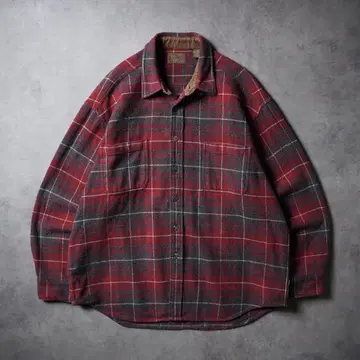 90s~ ST. JOHN'S BAY 체크 셔츠 헤비 플란넬 셔츠 레드