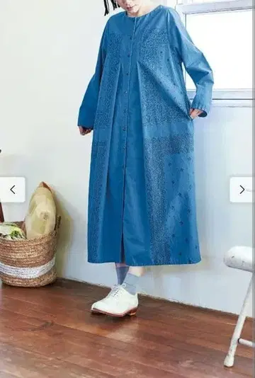 써니클라우드 사방의 반다나 원피스 블루 M 맥시 길이