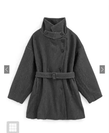 샤기 스탠드 미들 기장 오버코트[ze842]