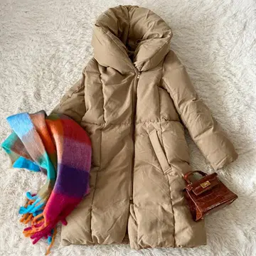 스픽앤스팬 숄카라 여배우 옷깃 다운 자켓 A라인