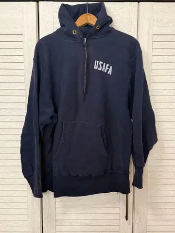 70s 단일 택 USAFA 지퍼 후드티 L