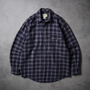 90s 에디 바우어 홍콩제 체크 셔츠 라이트 플란넬 셔츠 화이트 택