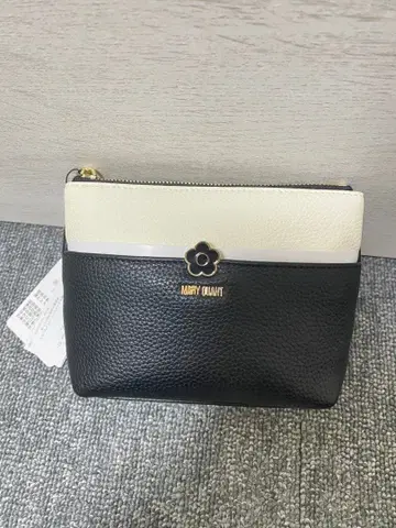 MARY QUANT 가죽 파우치 블랙/화이트