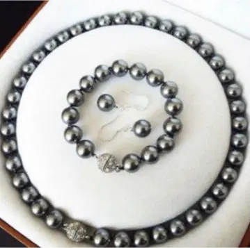 새상품 그레이 라운드 펄 주얼리 세트