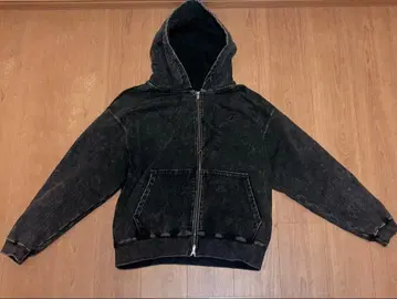 [ CLEL ] 헤비 웨이트 로고 자수 풀 집업 후드티 빈티지 브라운