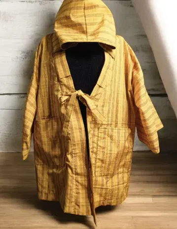 본고향 줄무늬 오시마 명주 리메이크 후드 부착 겉옷