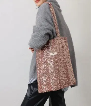 Uhr 2색 스팽글 토트백 로즈 골드