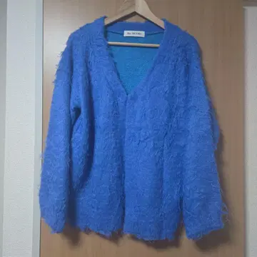 Ray BEAMS 파랑 V넥 샤기 니트 가디건