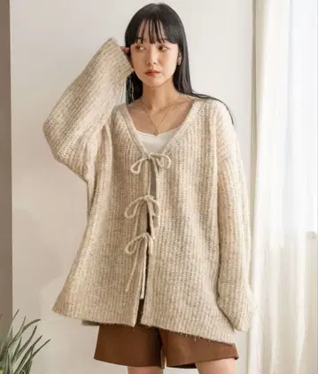 LOWRYSFARM 2WAY 멜란지 리본 롱 슬리브