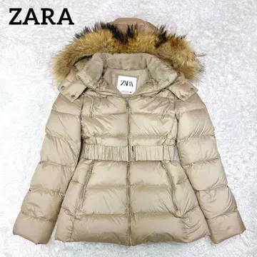 ZARA 벨트 포함 퍼 다운 자켓 A라인 베이지 3WAY