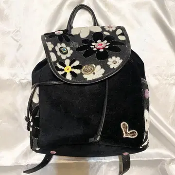 싱크비 꽃무늬 자수 백팩 블랙