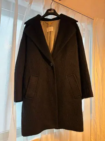 aqua girl 대옷깃 빅 칼라 모헤어 롱 코트 black