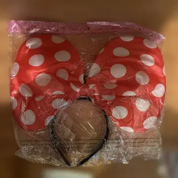 미니 마우스풍 머리띠 빨흰 도트 라이트 포함