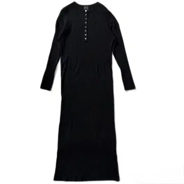 24AW Spick and Span 헨리넥 리브 니트 원피스 블랙
