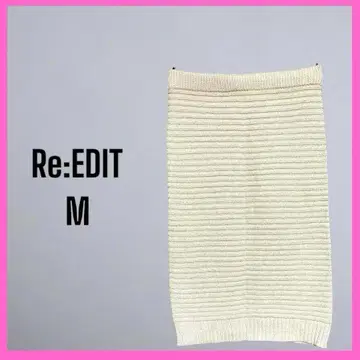 [Re:EDIT] 리브 니트 무릎 기장 타이트 스커트 이지 아크릴