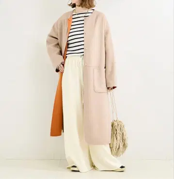 Simplicite 노카라 자켓 베이지 오렌지