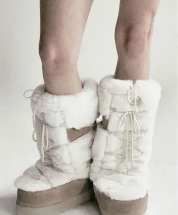 badblood 화이트 퍼 어그 부츠 에스키모 모브 부츠