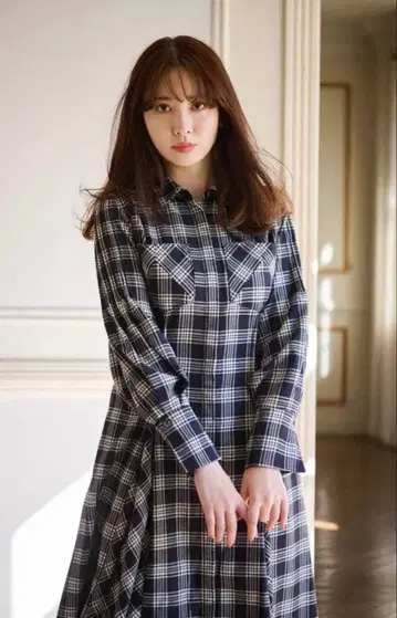 herlipto Checkered Pleats LongShirtDress