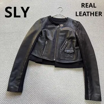 새상품급 SLY 램 가죽 천연 가죽 더블 라이더 자켓 니트 도킹