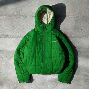레어 컬럼비아 hooded puffer jacket 그린 다운 M