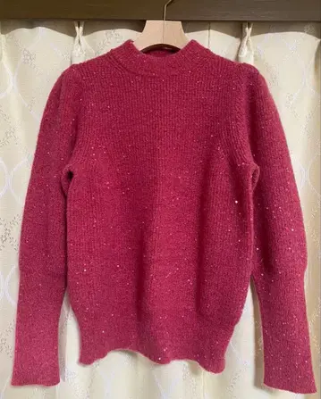 ANAYI 라메 믹스 핑크 하이넥 니트