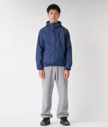 네이비 후드 부착 나일론 자켓 M