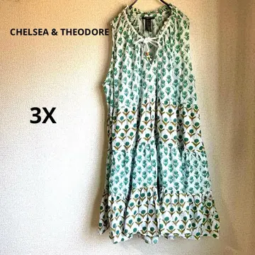 CHELSEA & THEODORE 슬리브리스 원피스 3X 그린 계열