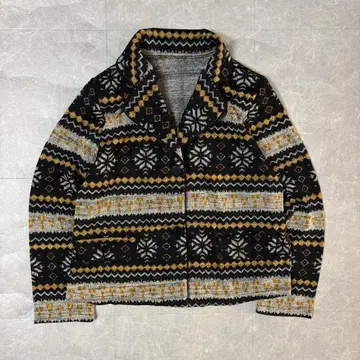 노르딕 무늬 니트 자켓풍 블랙 눈꽃 패턴 올 패턴 레트로