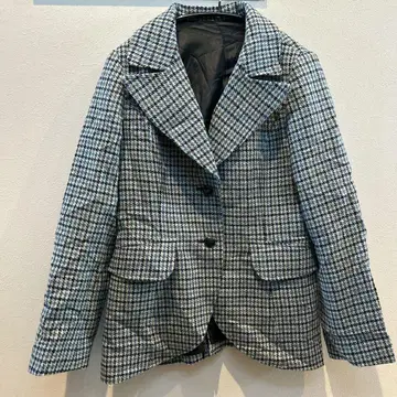 파랑과 그린 하운드투스 체크 패턴 자켓