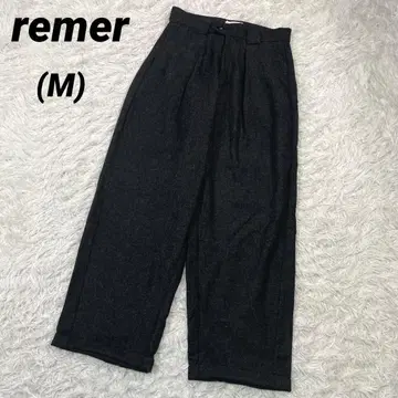 remer 리메르 울 블렌드 와이드 팬츠 턱 차콜 그레이 M