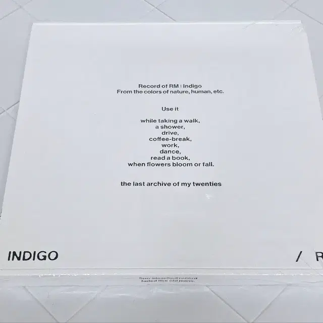 방탄소년단 알엠 인디고 LP 미개봉 BTS RM INDIGO LP