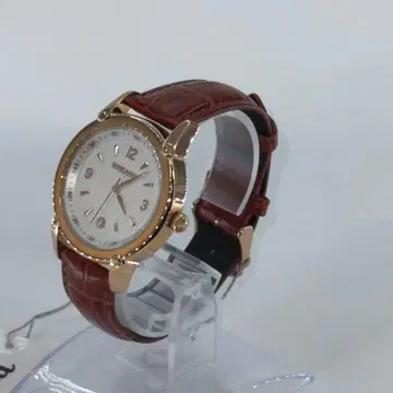 쿼츠 손목시계 실버 다이얼 브라운 가죽