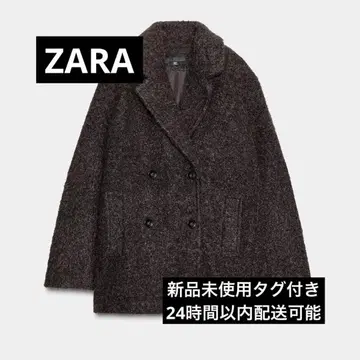 ZARA* 부클레 더블 브레스트 미디 기장 코트 M