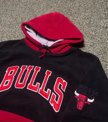 bulls 불스 플리스 후드티 블랙 레드 L 사이즈 NBA