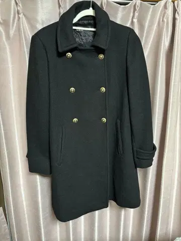 ZARA 더블 브레스트 코트 블랙 L 사이즈