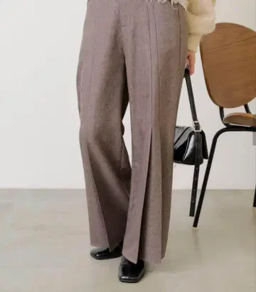 카스타네 플리츠 슬랙스 와이드 팬츠 브라운