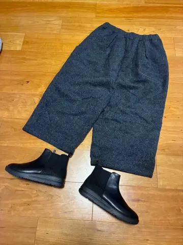 tumugu: 와이드 팬츠 팔분 길이 울 70%