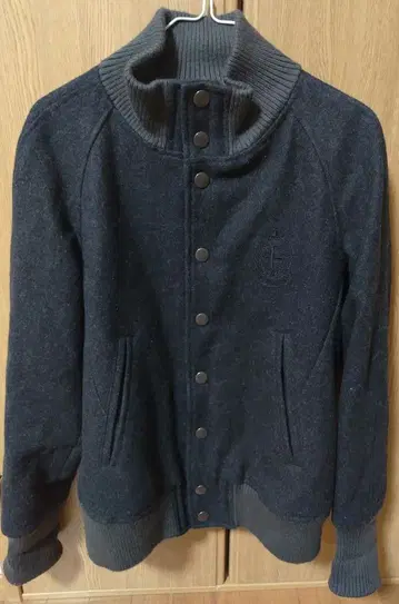 블랙 울 바시티 자켓 자켓