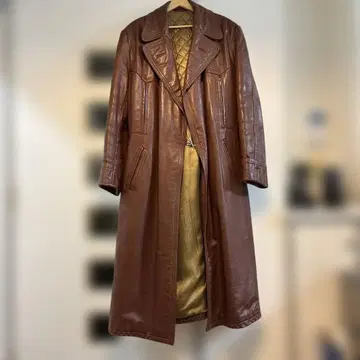 천연 가죽 롱 코트