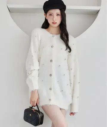 비쥬 페더 롱 가디건