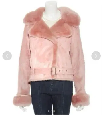 Lilly brown 무스탕 자켓 포인트 퍼 핑크