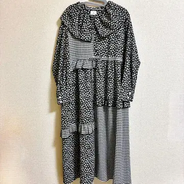 merry jenny 메리제니 꽃무늬 깅엄 체크 패치워크 원피스