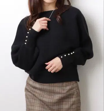 보트넥 리브 니트 돌먼 풀오버 블랙 프리 사이즈 새상품