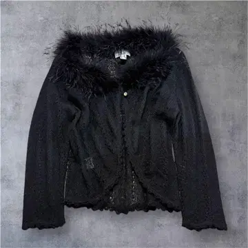 00s fur see-through cardigan y2k grunge