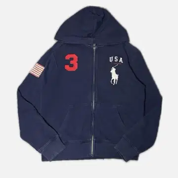 폴로 랄프로렌 빅 포니 자수 풀 집업 후드티 성조기 네이비